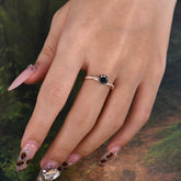 Classic Round Cut Black Onyx Engagement Ring with Twisted Band